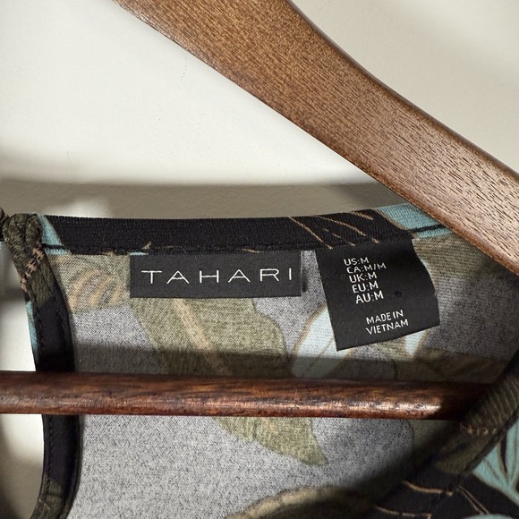 Tahari Women's Long Sleeve Shirt Stretchy Career Leaves Nature Black Size Medium - Picture 4 of 6